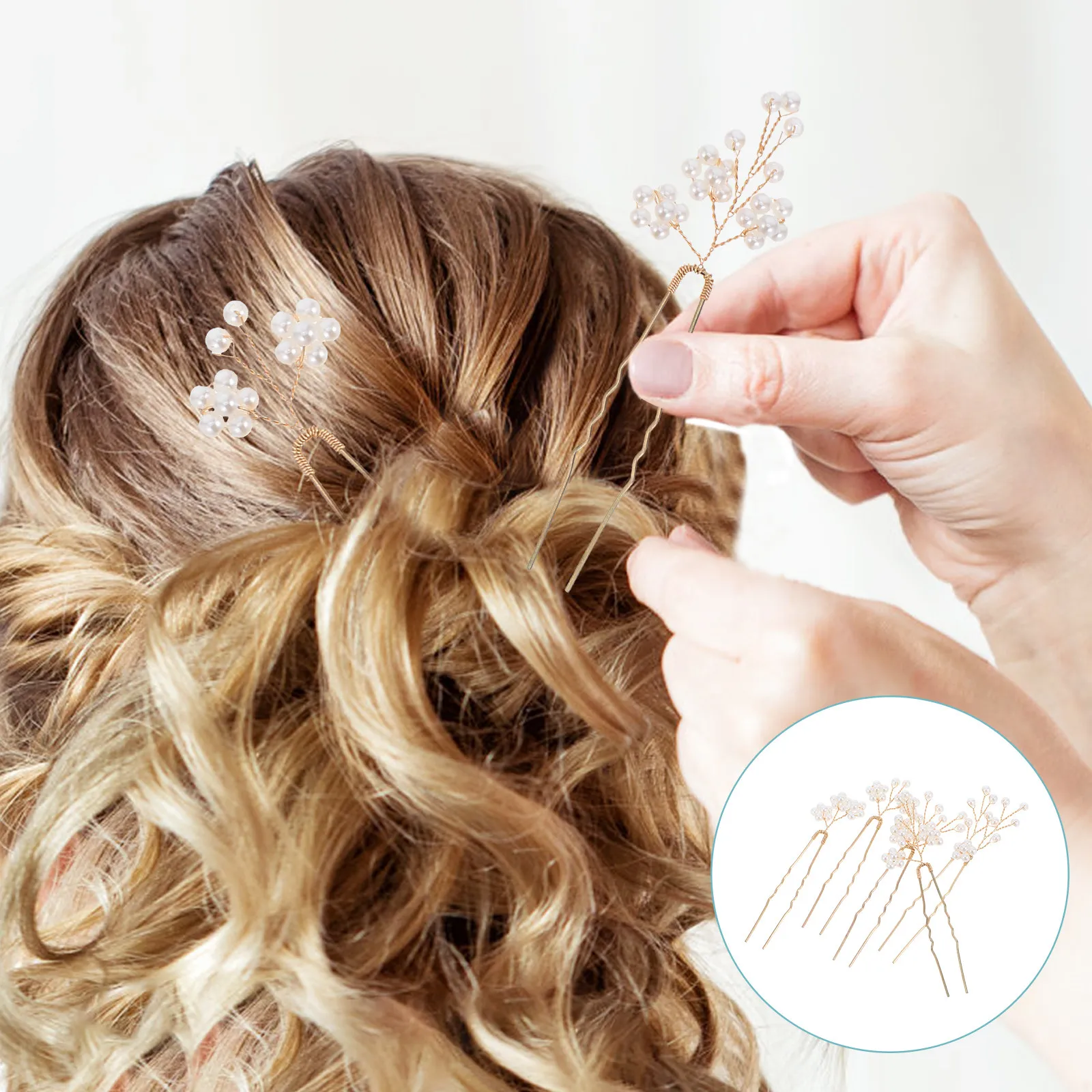 

Набор из 5 жемчужных заколок для волос: свадебные аксессуары, изысканный дизайн, комфортное ношение, гладкие края, стойкий блеск