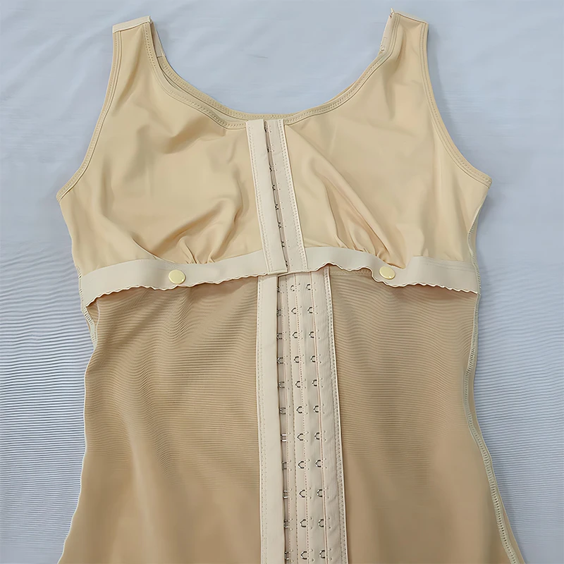 女性のハイウエストフルボディシェイプウェアおなかコントロールバットリフト高圧縮ジッパーガセットデザイン胸サポートレーストリム