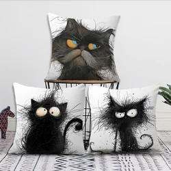 Whimsical Cat Art cushion cover Sofa Living Room Bedroom Headboard Backrest Cushion Square Cushion Nap Time Pillow Case