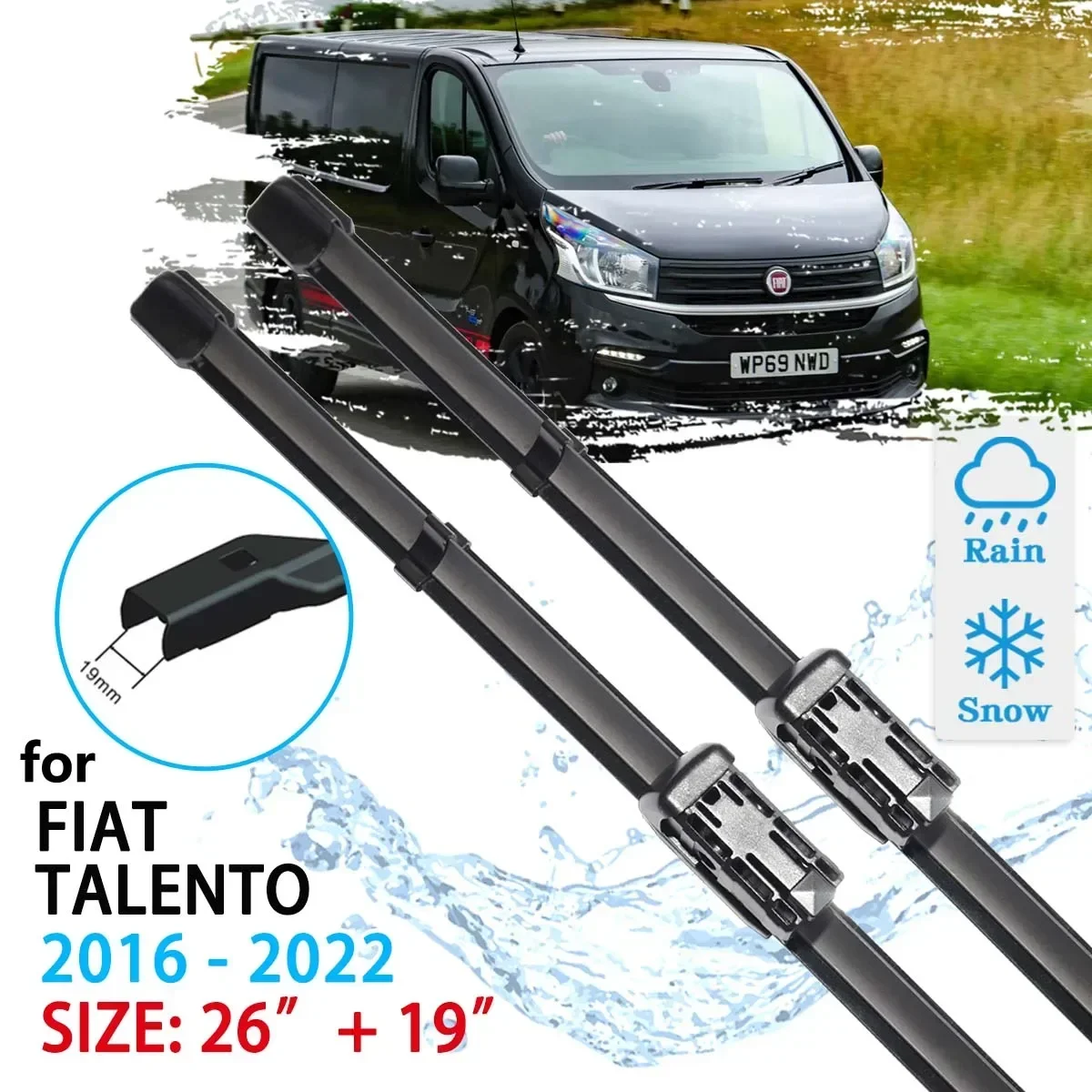 For FIAT Talento X82 Mitsubishi Express Nissan NV300 Primastar 2016~2022 Windscreen Windshield Accessories Car Front Wiper Blade view 2
