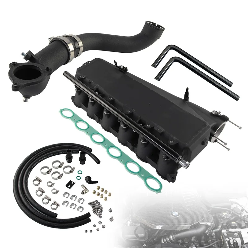 

Top Intercooler Bar & Plate Charge Air Cooler Manifold Aluminum Piping Hose Kit BMW Gen 1 B58 M140i/xi M240i/xi ;Toyota Supra