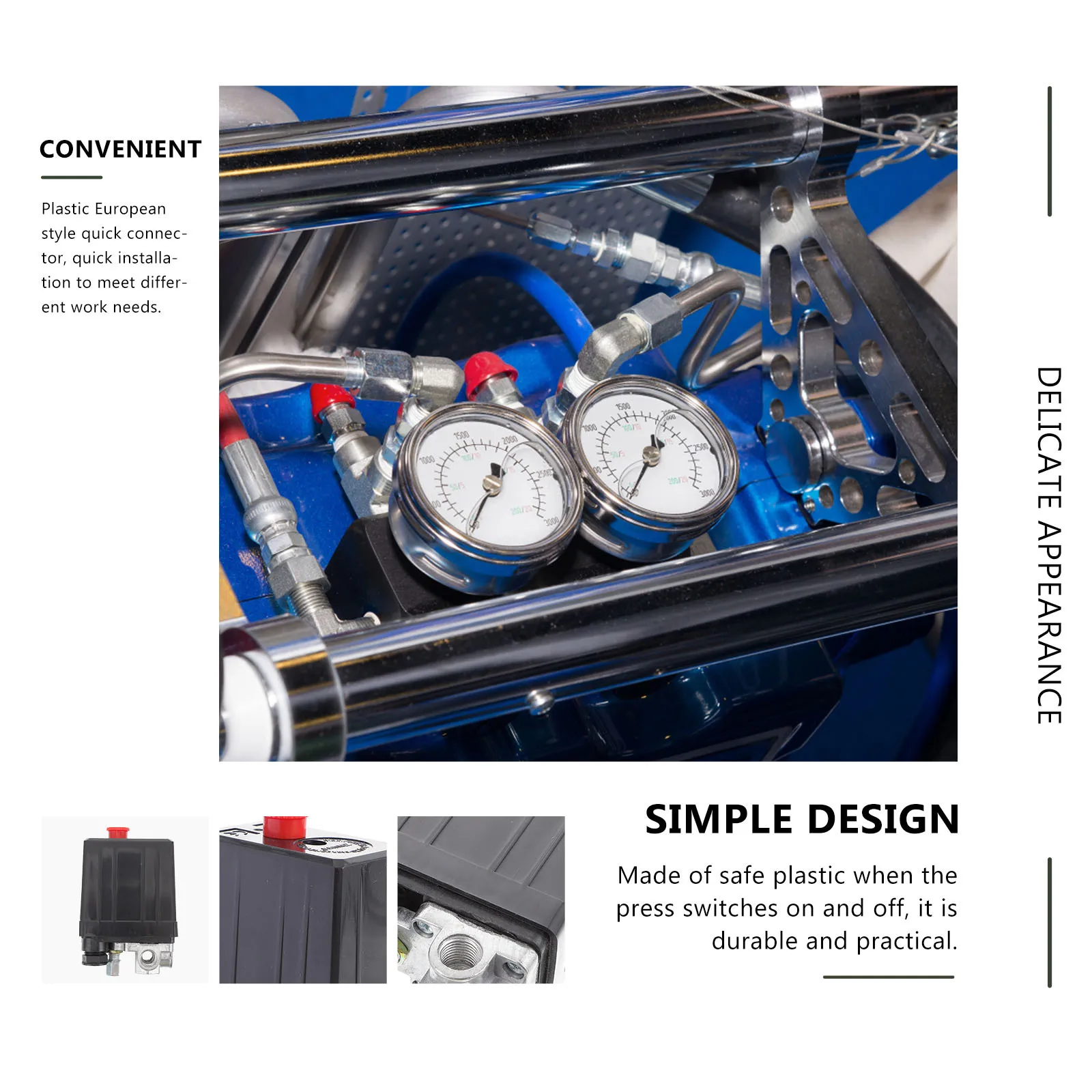 

Air Pressure Switch Valve Adjustable Safety Release Copper Connector For Air Compressor Pneumatic Tools Parts Control