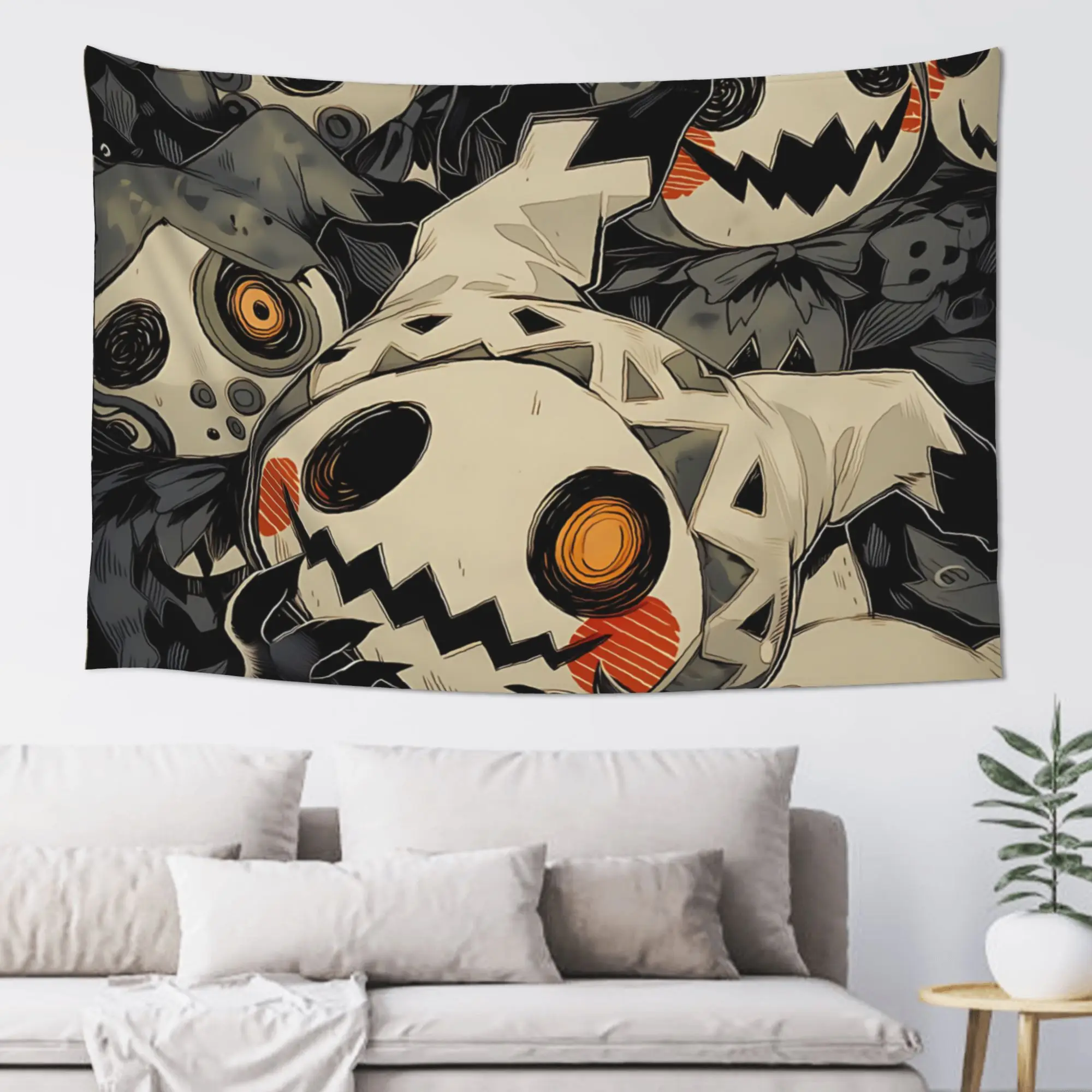 Customized Pokemon Mimikyu Spotted Collage Cutecore Tapestry  Wall Hanging Blanket Tapestry Home Decor Items Wall Decorations