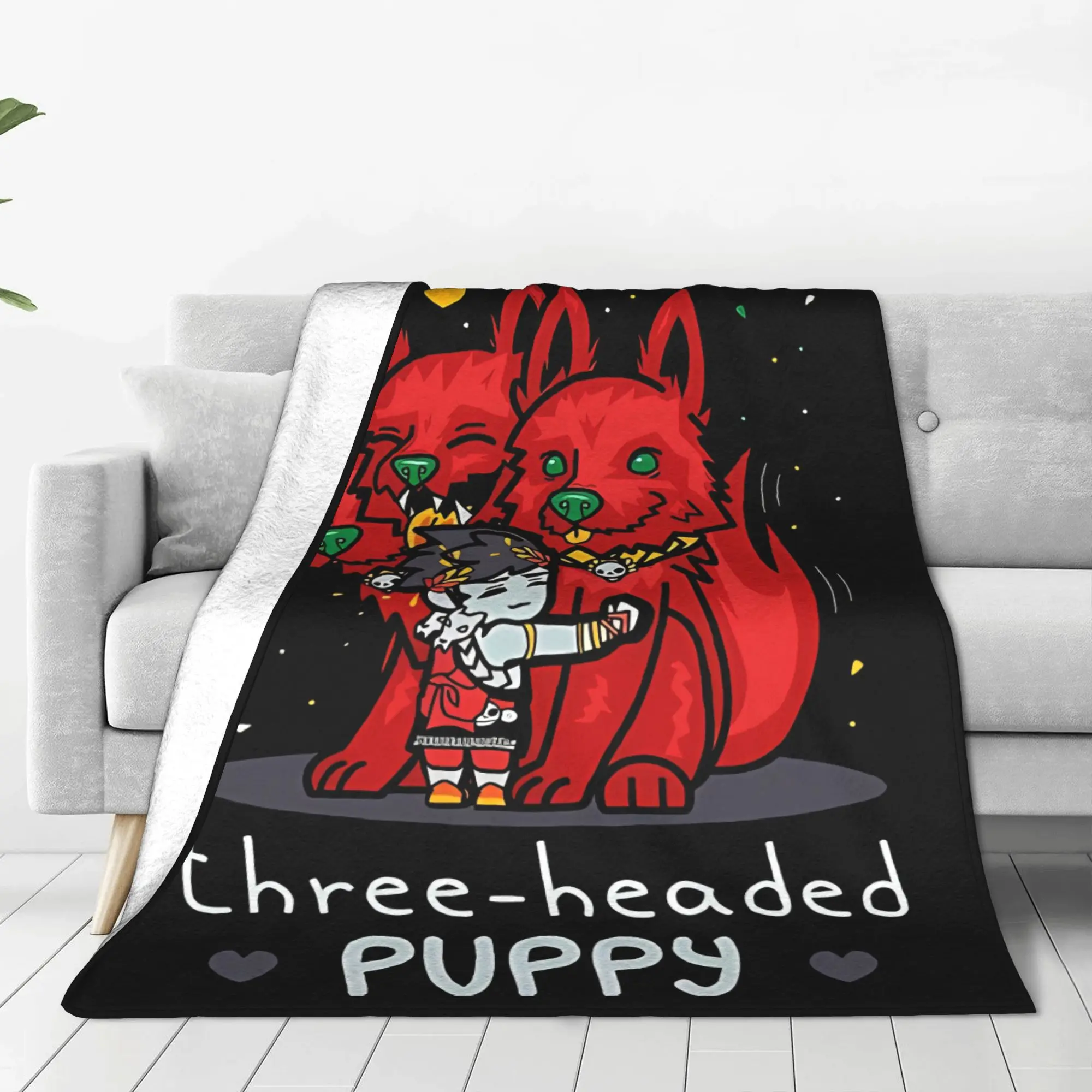 1PC Home Cute Room Decor Three Headed Puppy Blanket Throw Blanket Hades Novelty Warm Blanket All Season