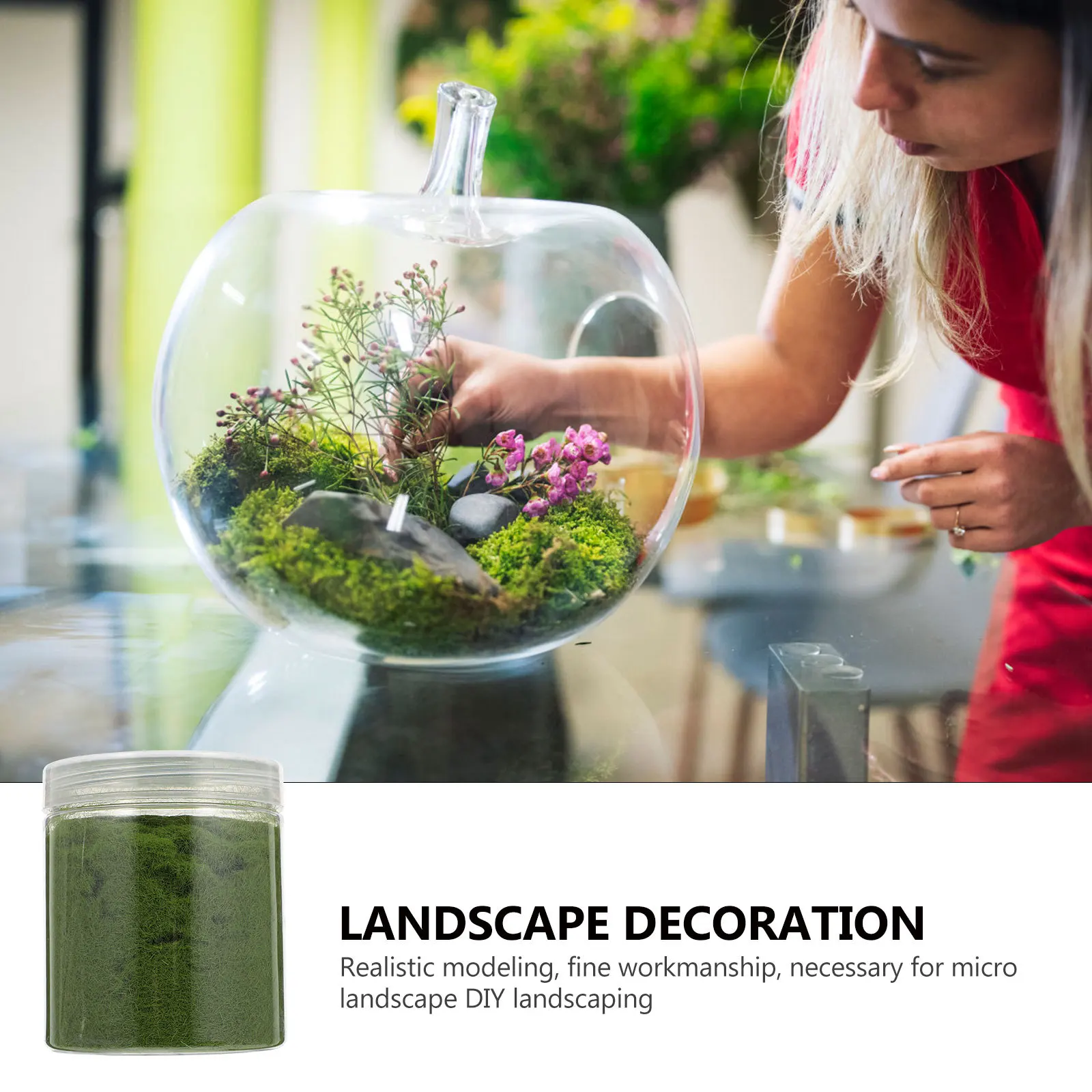 

1 Bottle Artificial Moss Decor Realistic Nylon Lawn Powder for Landscape Building Prop Simulation Plant Decor Wedding Living