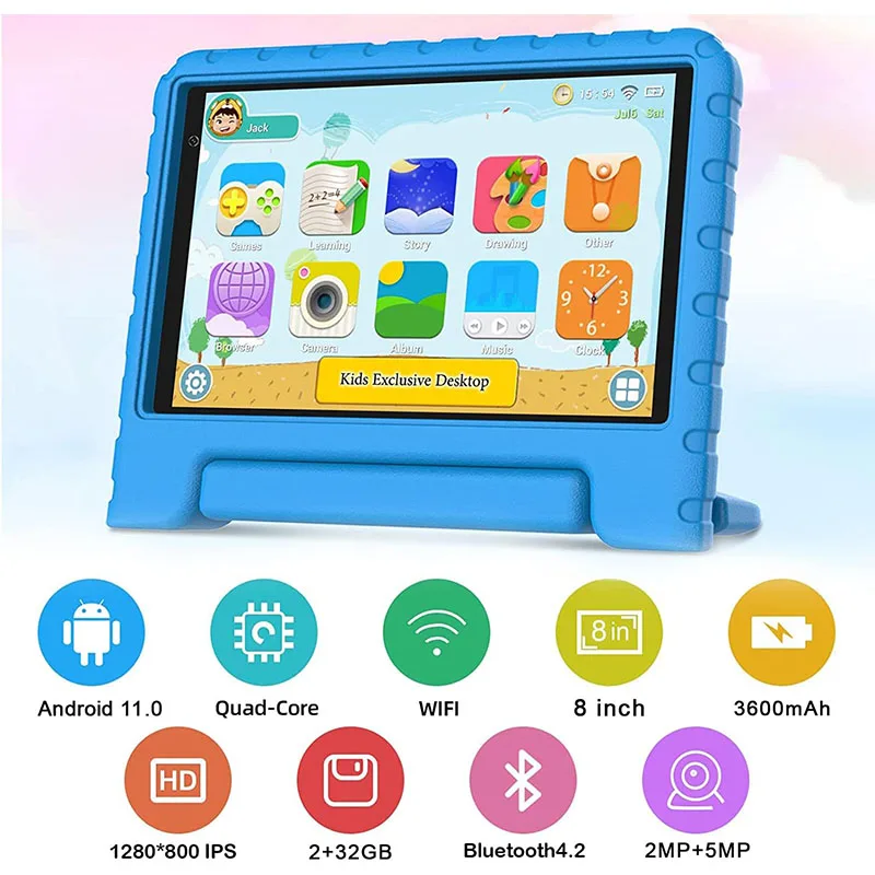 Global Version Yestel X9 Tablet 8 Inch Octa Core 32GB ROM 3600 mAh Tablete PC 128GB Extended Memory Blue Kids Tablet Android 11