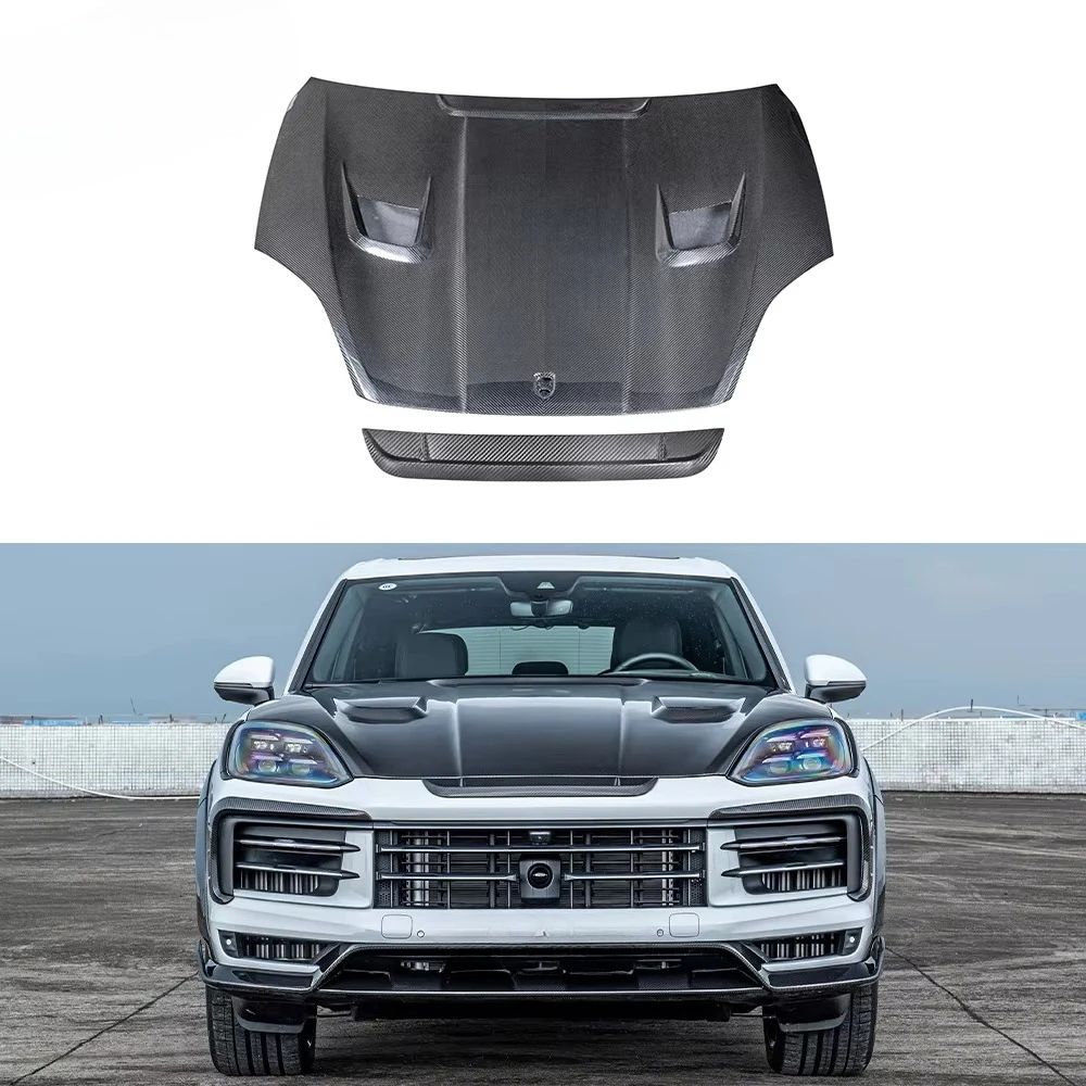 Factory Wholesale High Quality Dry Carbon Fiber MSY Style Hood with Front Trim Complete Set for Porsche Cayenne 9Y0.2 2024-2025