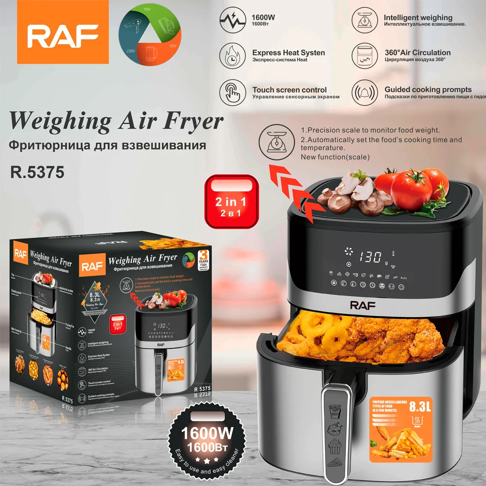 

RAF European cross-border air fryer large capacity 8.3L multi-function weighing electric fryer visual smart touch screen