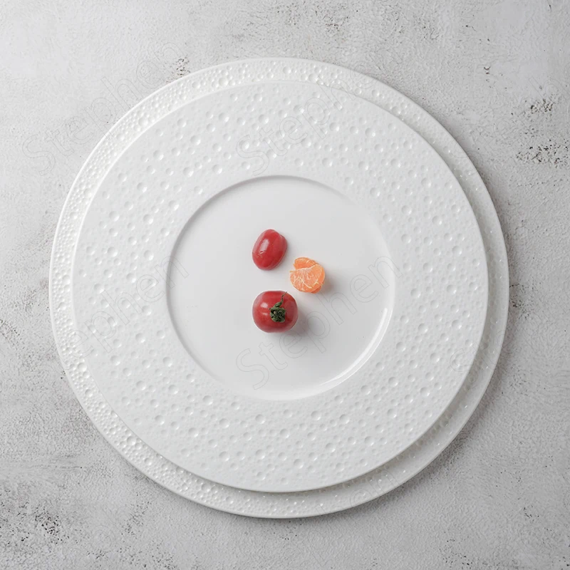 Creative White Ceramic Plate French Modern Meteorite Dinner Plates Restaurant Hotel Tableware Molecular Cuisine Dessert Dishes