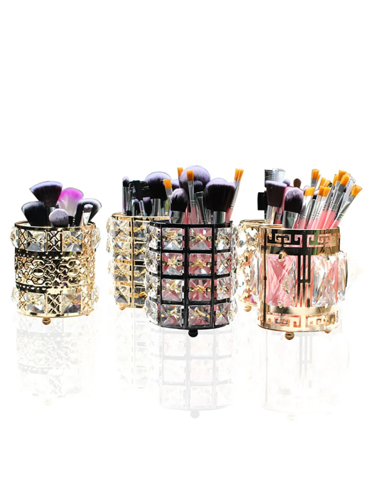 1pcs Metal Makeup Brush Storage Holder Test Tube Eyebrow Pencil Organizer Bead Crystal Jar Jewelry Diamond Cosmetic Box