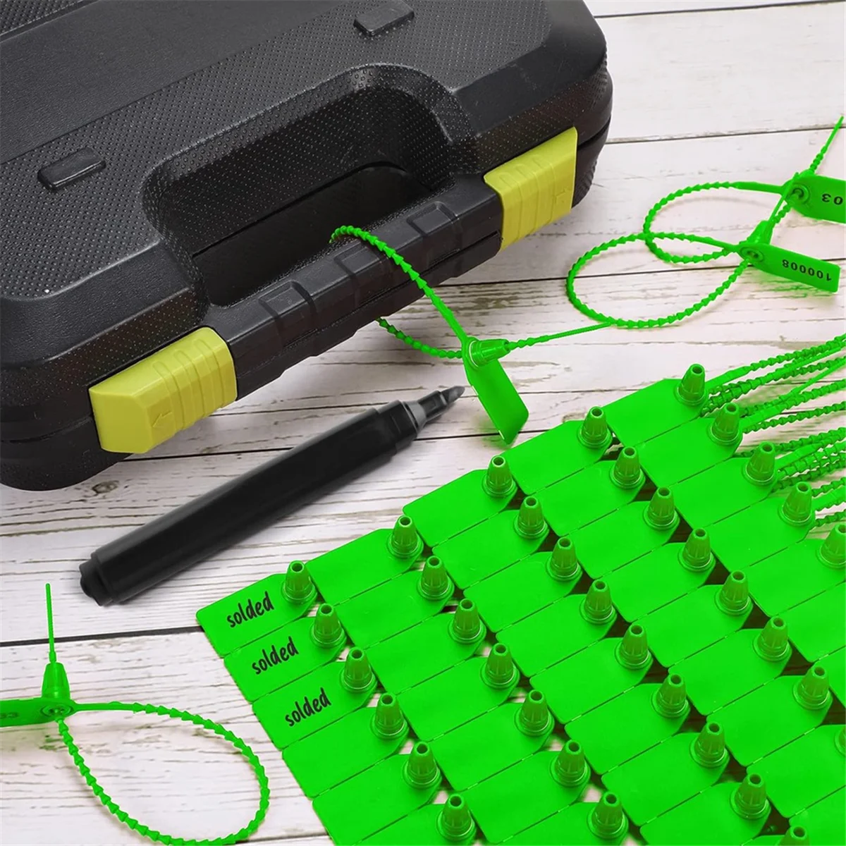 1000 قطعة من البلاستيك العبث الأختام طفاية حريق العلامات الأمنية العلامات الأختام السلامة مرقمة البريدي العلاقات تسميات الأخضر ST