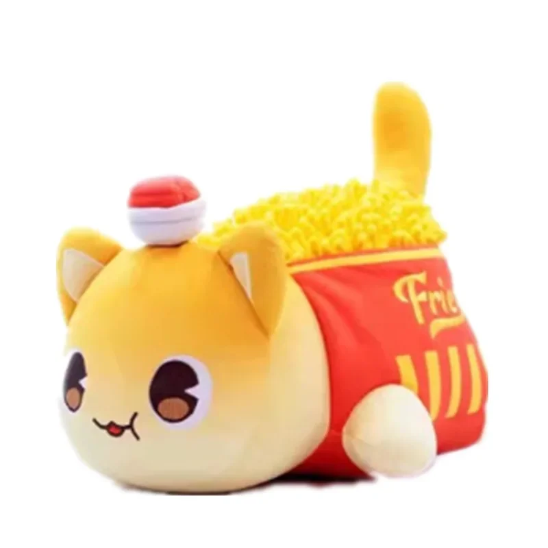Aphmau pelúcia meemeows comida gato plushies brinquedo bonito cola batatas fritas donut gato pelúcia bonecas travesseiro de dormir presente natal