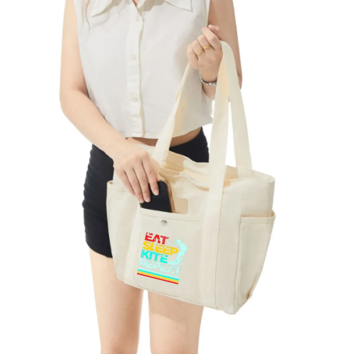 طائرة ورقية تكرار هواية الفن الحد الأدنى متعددة جيب حقيبة قماش قنب طالب ركاب كتاب حقيبة التخزين