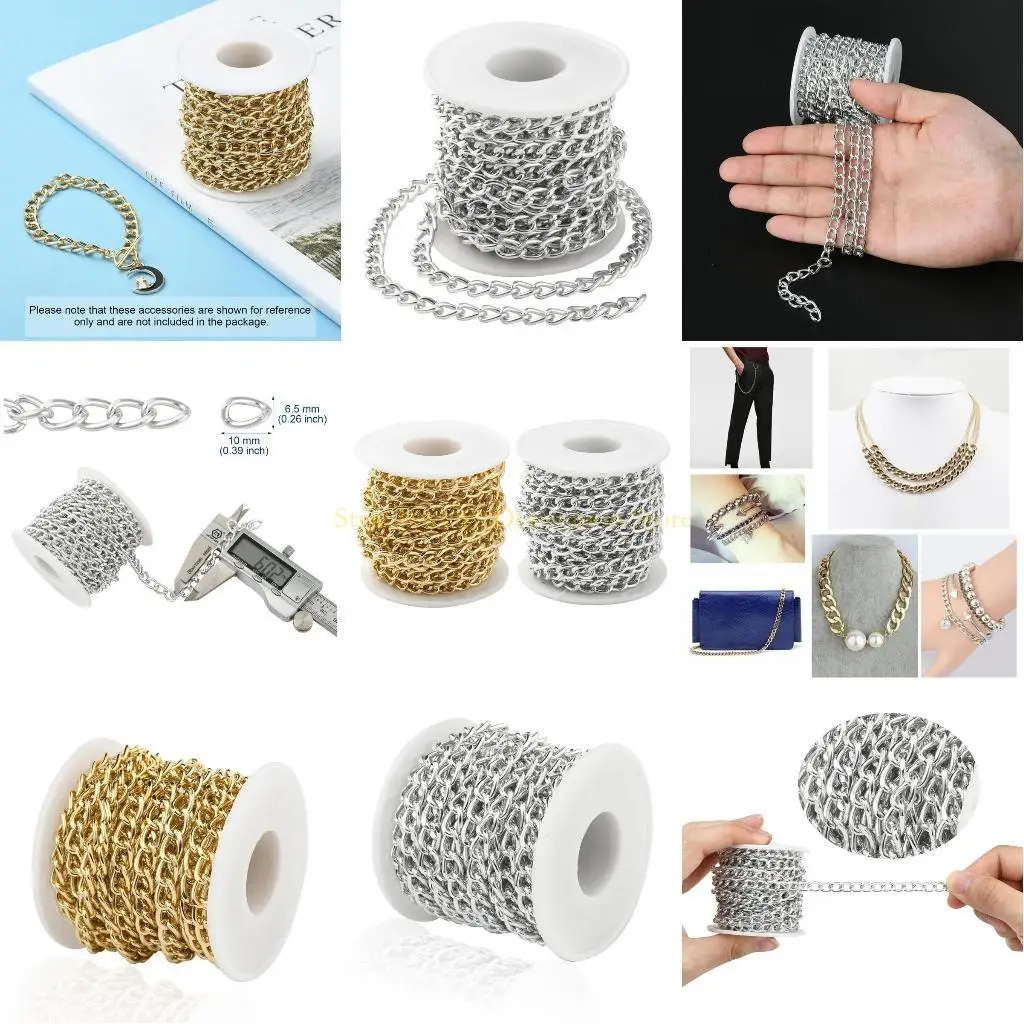 D46E Silver Golden Chains Twisted Cable Crucifix Necklace Finding Chains for DIY Crafts Jewelry Necklaces Bracelets Material