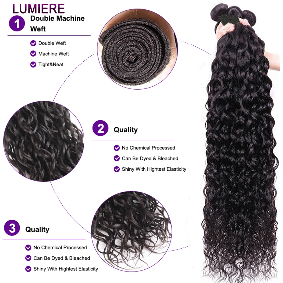 Water Kinky Curly Human Hair Bundles 1/3/4 Bundles Virgin Deep Curly Human Hair Extensions Bundles Natural Color Water Wave 30