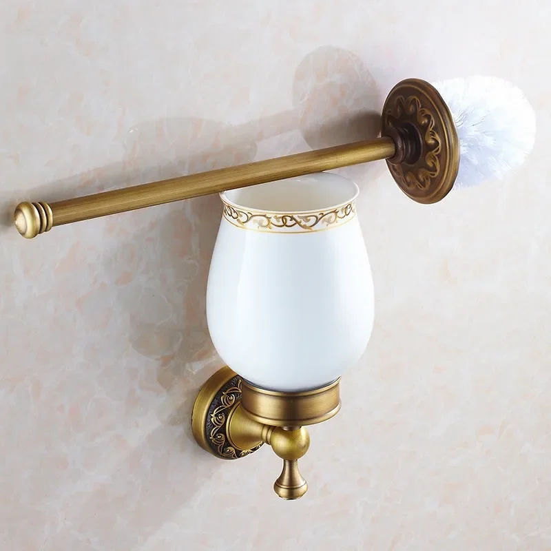 European Style Toilet Brush Set Antique Toilet Brush Holder Bathroom Hardware Accessories WC Cleaning Brush