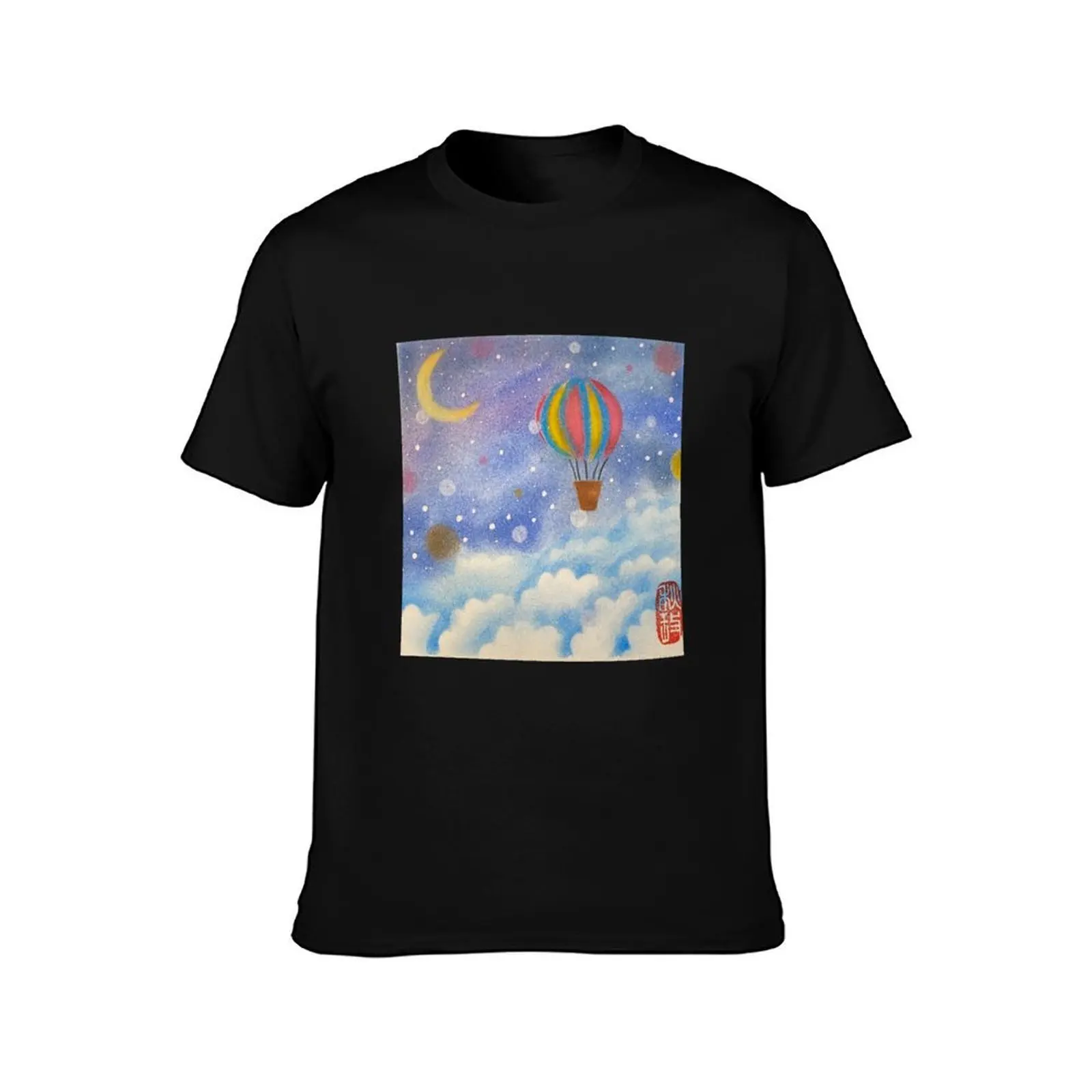 Dancing Hot Air Balloon T-Shirt, Summer Casual Cotton Tee, Oversized Streetwear Tops, Vintage Graphic Print, Unisex Men Women