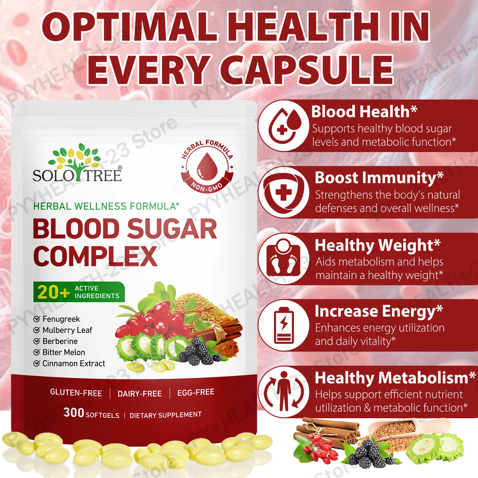 Blood Sugar Complex Softgels Blood Sugar Balance Glucose Metabolism Weight Management Liver Detox Antioxidant Anti Aging 300 Pcs