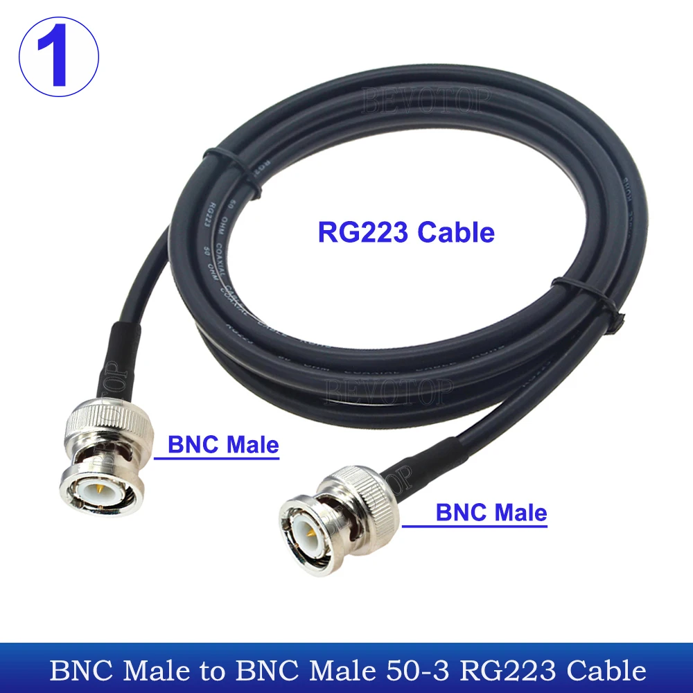 1Pcs BNC Type RG-223 Cable BNC Male to BNC Female 50 Ohm Crimp Connector 50-3 RG223 RF Coaxial Cable Wire Junper Cord 15CM-25M