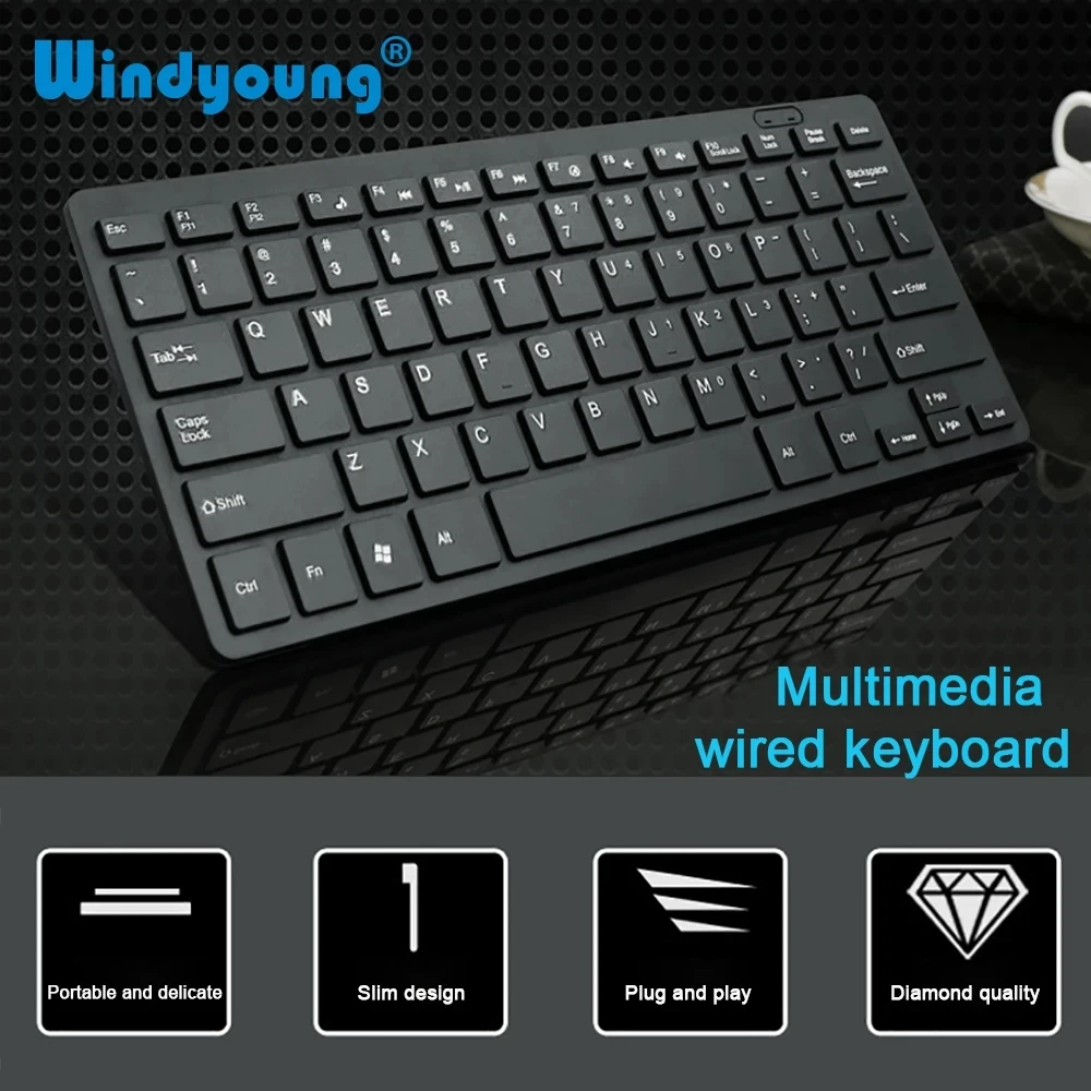 78 Keys Ultra-Thin Wired Keyboard USB 2.0 Mini Multimedia PC Laptop Gaming Keyboard for Office Desktop Laptop Plug and Play