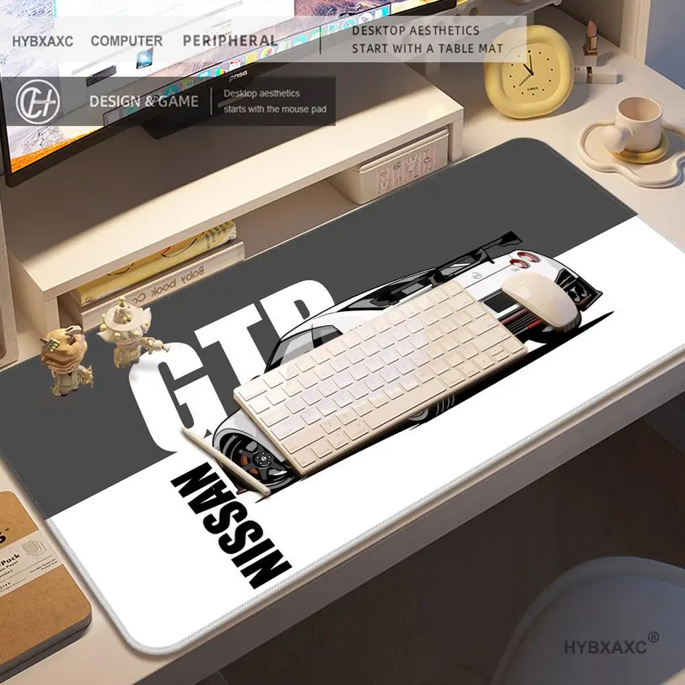 HYBXAXC Japanese Cars Mouse Pad Anti Slip Rubber Edge Locked Thickened G-GT-R Laptop Gaming Desk Mat XXL 400X900 Gamer Mousepad