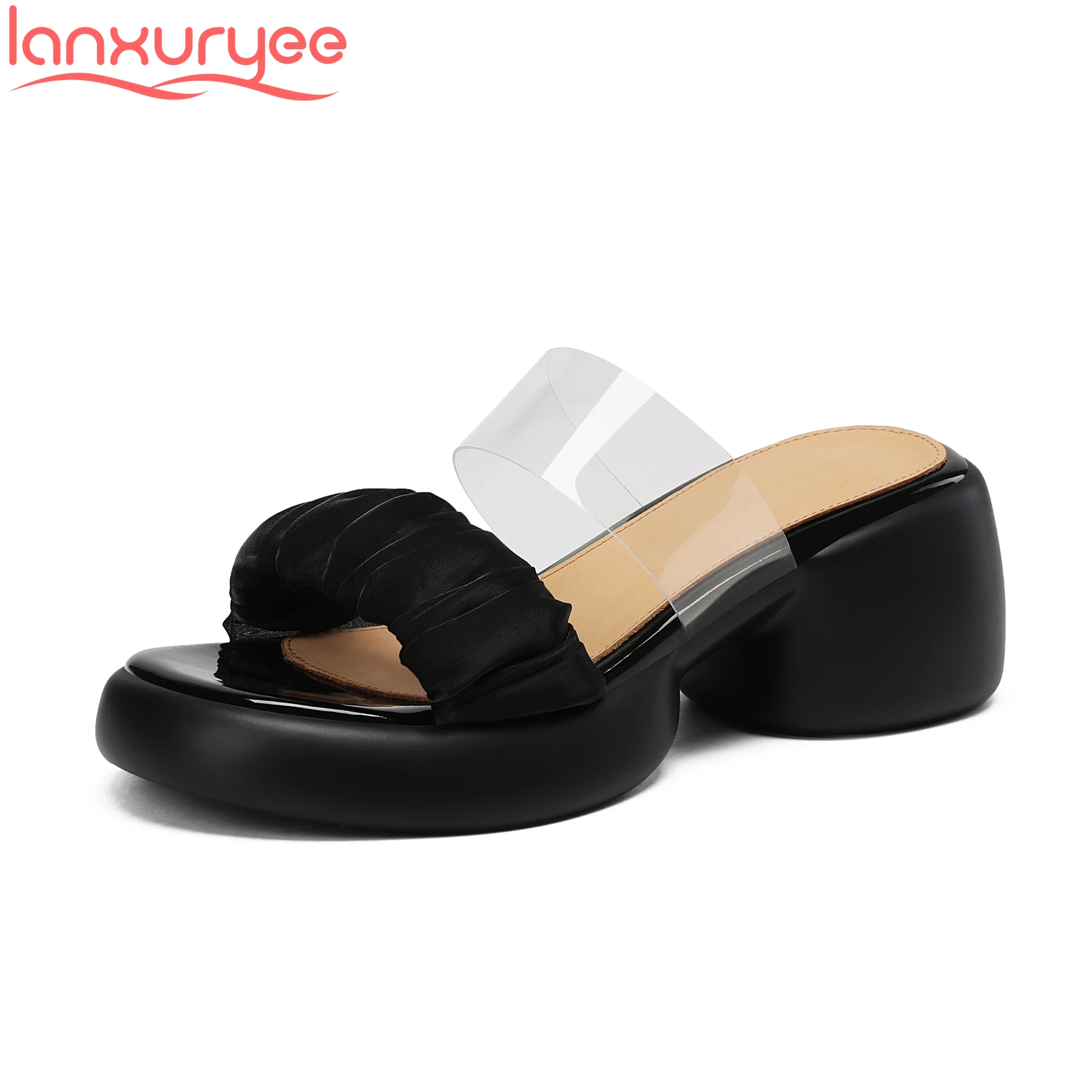 

Lanxuryee Brand Pvc Summer Mules Jelly Shoes High Heel Breathable Slingback Dating Casual Fashion Modern Platform Women Sandals