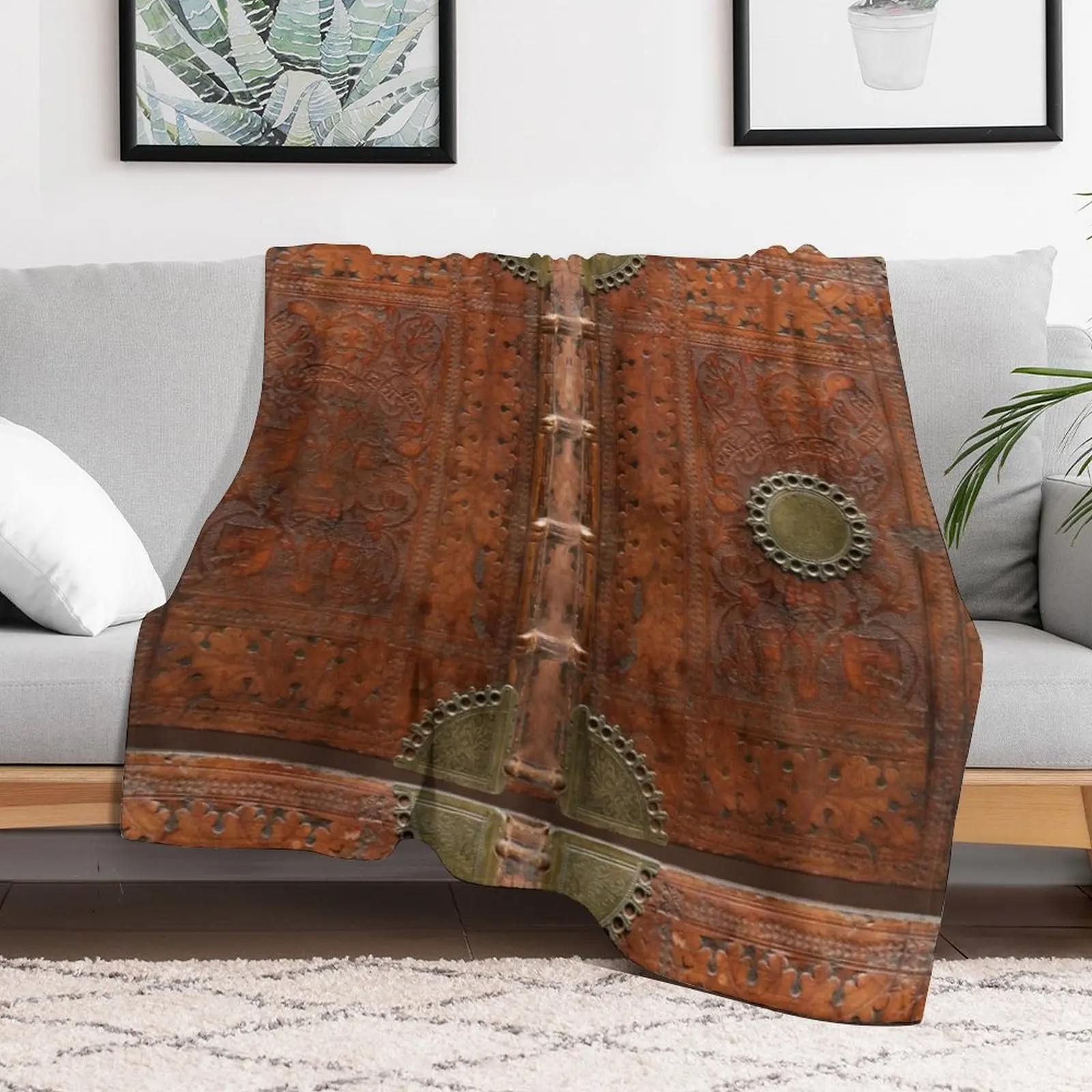 Ancient leather & brass book cover, Nuremberg 1477 Throw Blanket Soft Big heavy to sleep Beach Sofa Quilt Blankets