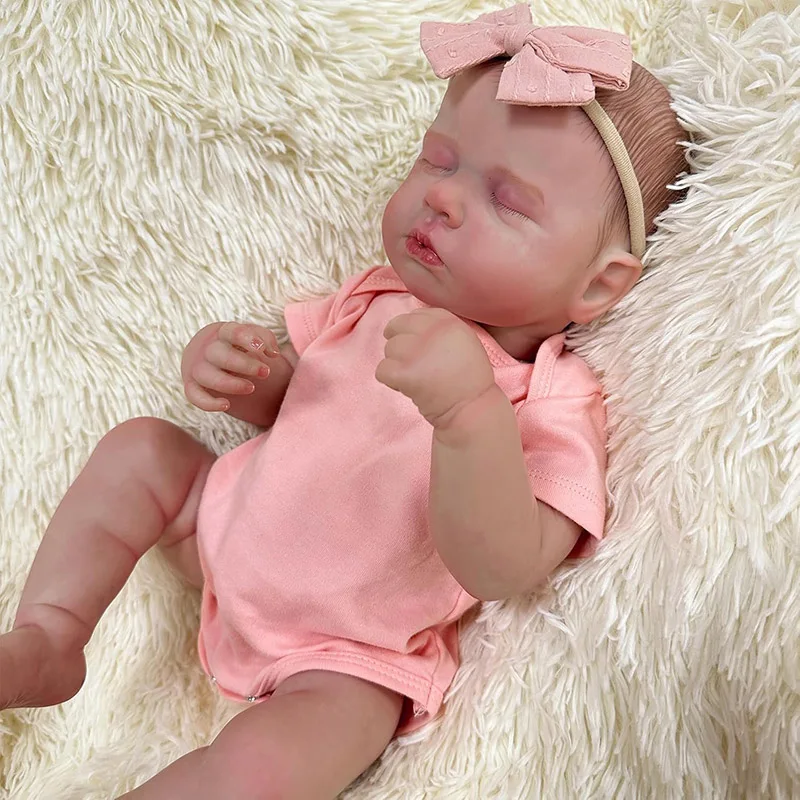 50CM Silicone Baby Doll Reborn Loulou Sleeping Newborn Hand Painted 3D Skin with Visible Veins Muñeca Bebé Reborn Toys for Girls