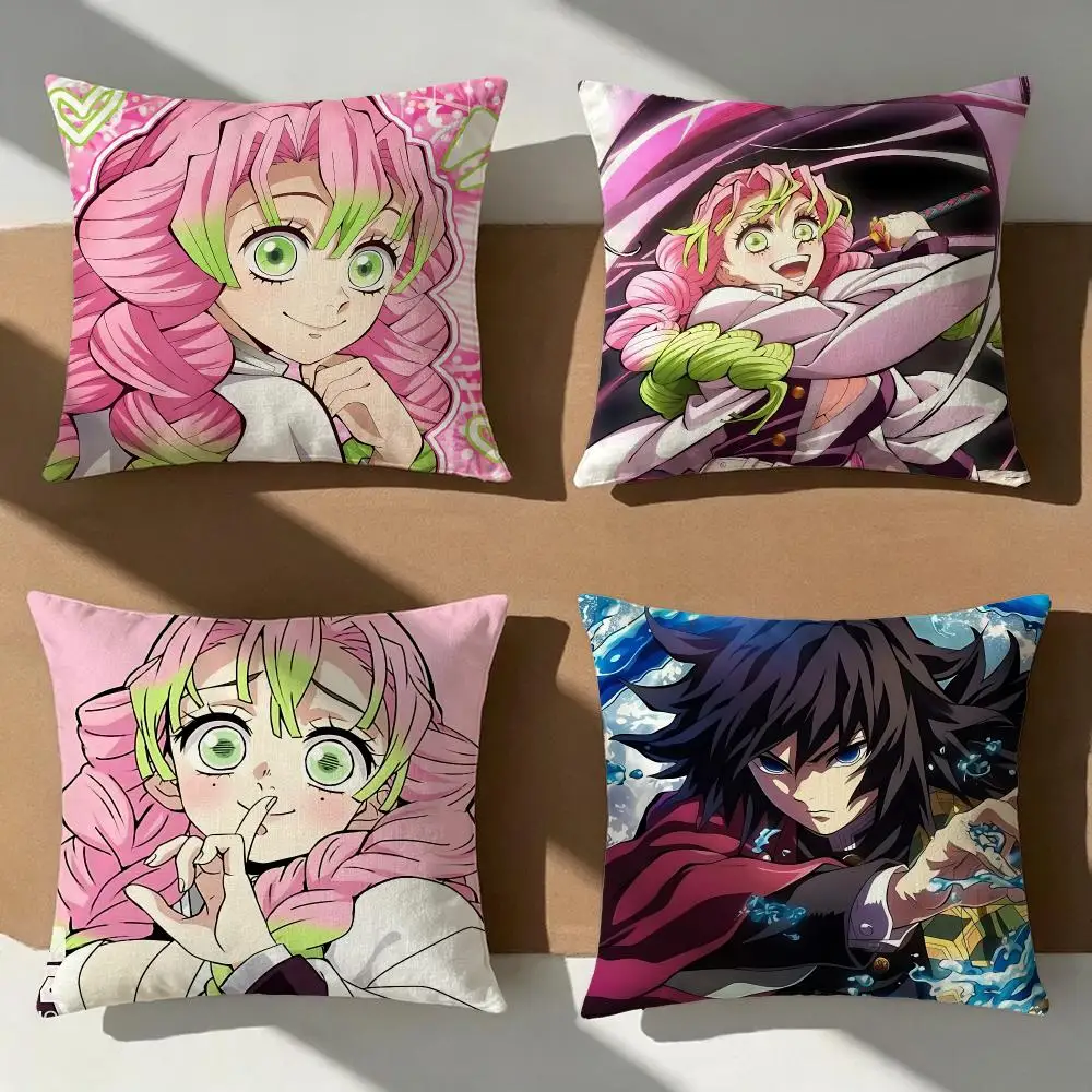 Anime D-De-mon Sla-yerS Cushion Cover Pillow Cover Nordic Minimalist Throw DoubleSided Print Cushion Case for Sofa Bedroom Decor