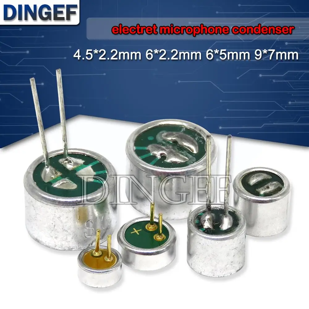 10 stücke 4.5*2,2mm 6*2,2mm 6*5mm 9*7mm Elektr et mikrofon Kondensator Pickup Mikrofon 52db 56db mit 2pin