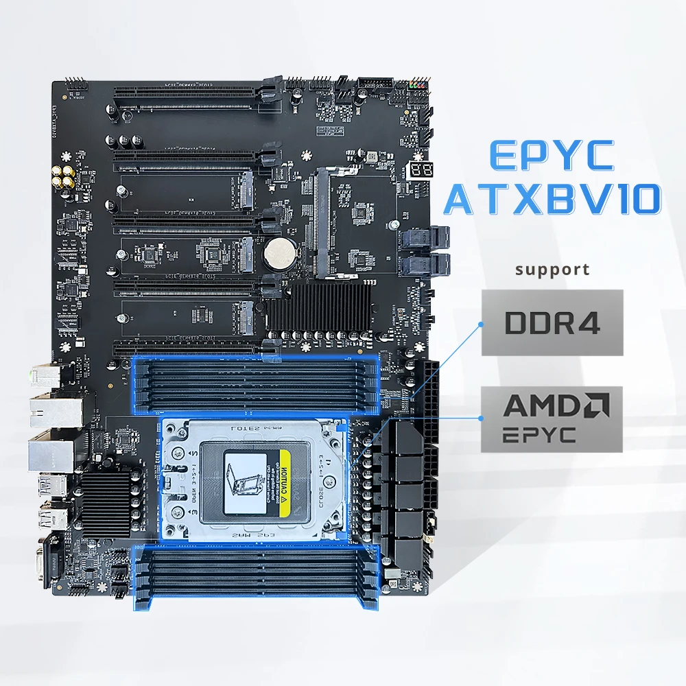 HISWISER ATXBV10 Motherboard support AMD EPYC 7002 7003 series CPU 8 channel DDR4 IPMI Dual 2.5G network for Workstation Server