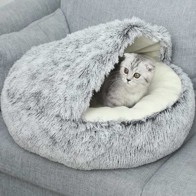 

Winter Warm Shell Half Enclosed Cat Nest Pet Cat Bed - The Ultimate Cozy Haven for Your Feline Friend