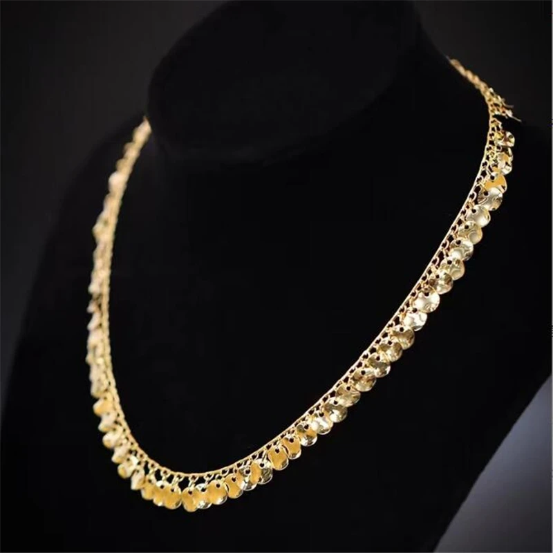 5 Meter New Gold Color Plated Brass Round Weave Sequins Link Chains No Fade Tassel Chain DIY Jewelry Making Necklace Accessories