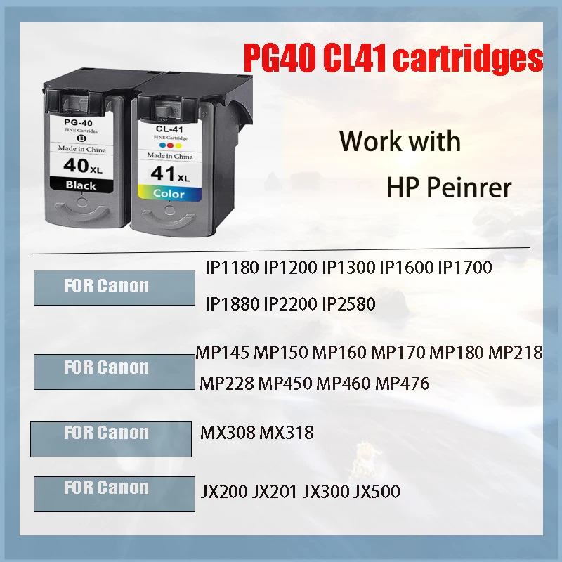 Imagem -03 - Vliaxh Cartucho de Tinta Compatível para Impressora Adequado para Canon pg 40 41 Ip1600 Ip1200 Ip1900 Mp140 Mp150 Mx300 Mx310