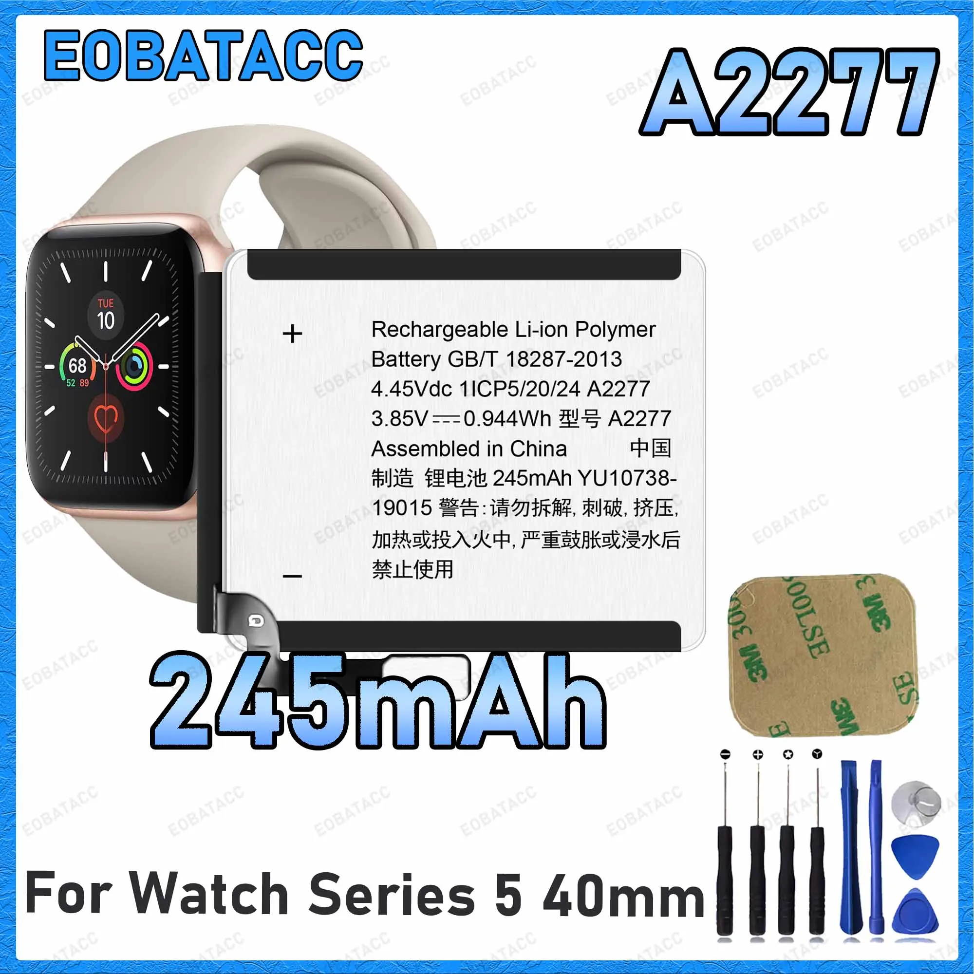 A2277 245mAh Large capacity Battery For Watch Series 5 40mm Batteries New High Quanlity+Free Tools