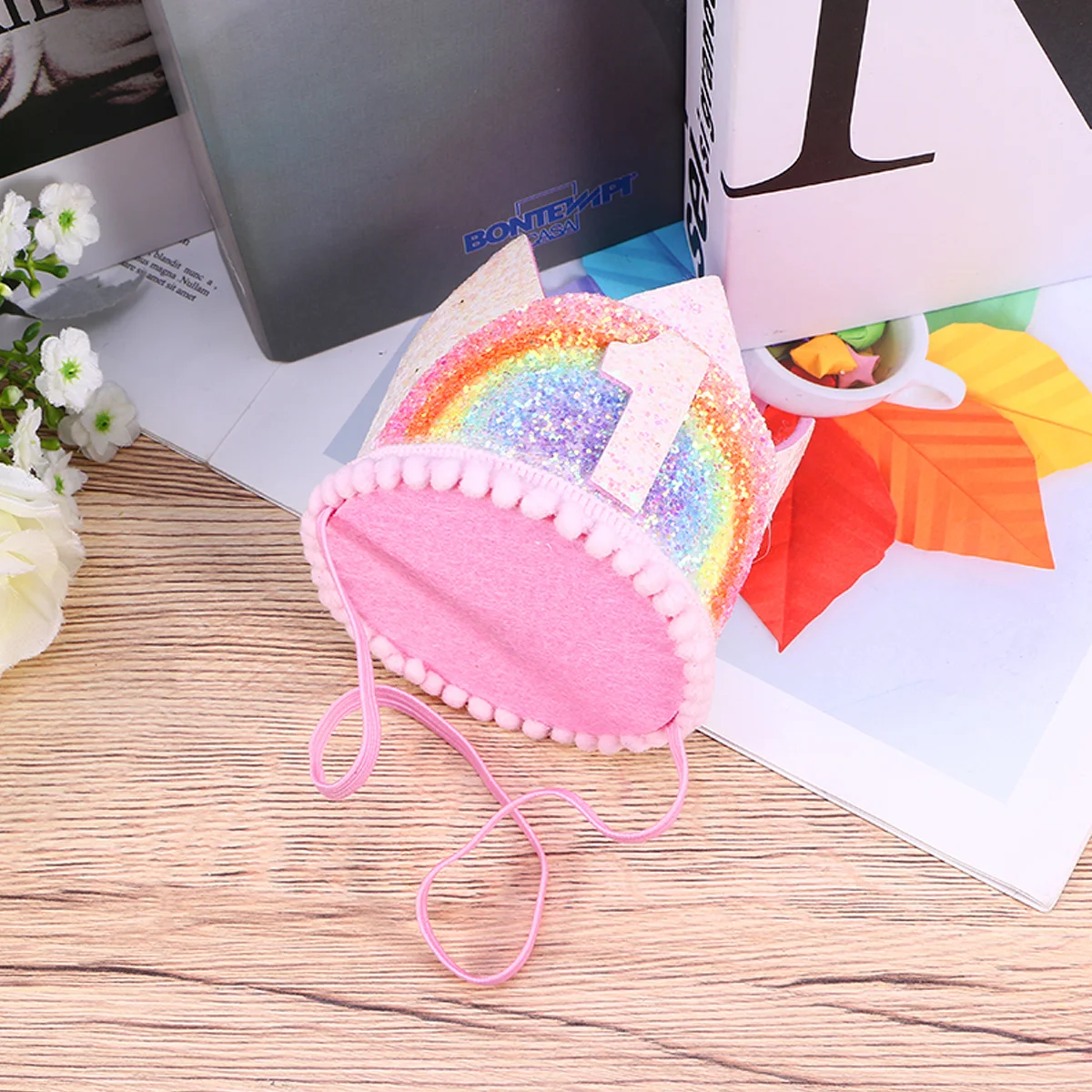 

1Pcs Rainbow Crown Hairband Party Hat Birthday Celebration Photo Props Shower Party Hats Crown Hats