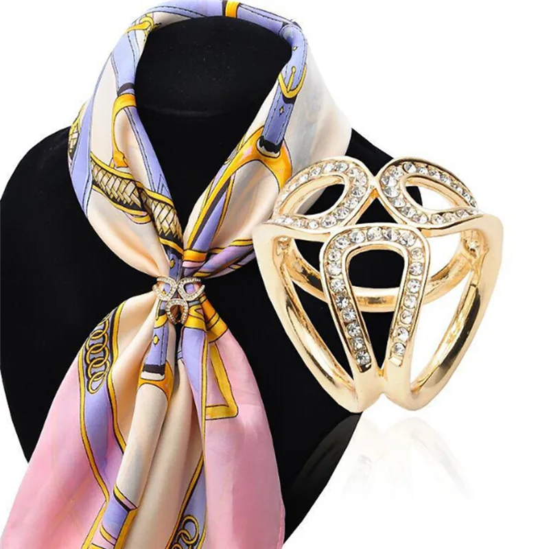 1PC Silver Gold Crystal Silk Scarf Clip Buckle Holder Brooch Pins Jewelry Gift