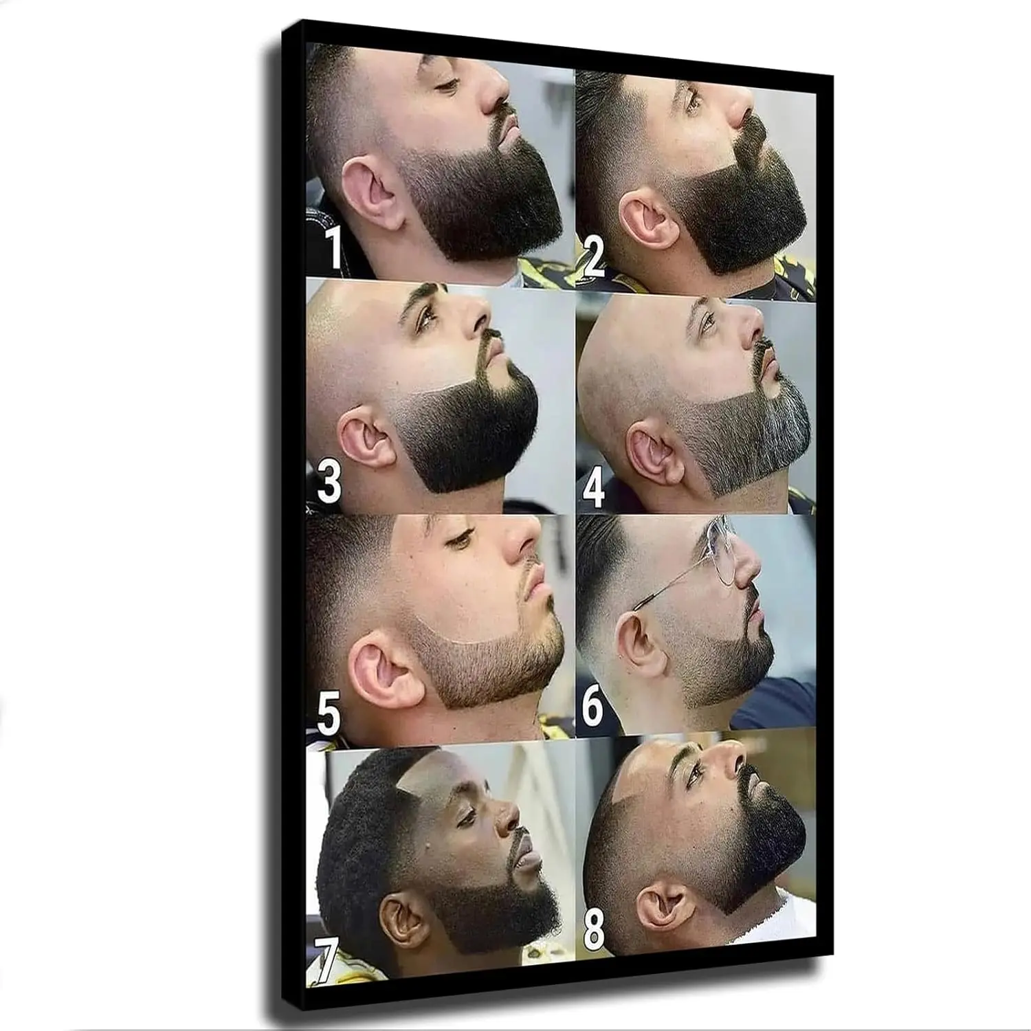 Modern Barber Shop Haircut Chart Poster  Mens Hairstyles with Beard  Mustache  Canvas Print Wall Decor for Living Room Hallway K