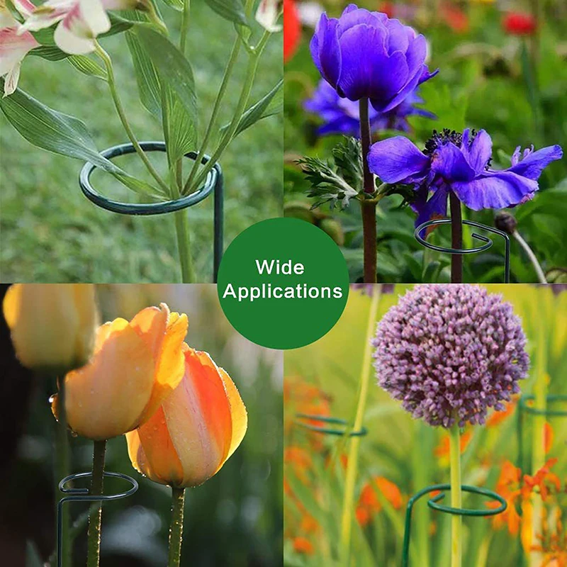 

5Pcs 25CM Plant Support Stakes Garden Single Stem Stake Amaryllis Cage Rings For Tomatoes Orchid Lily Peony Rose Flower