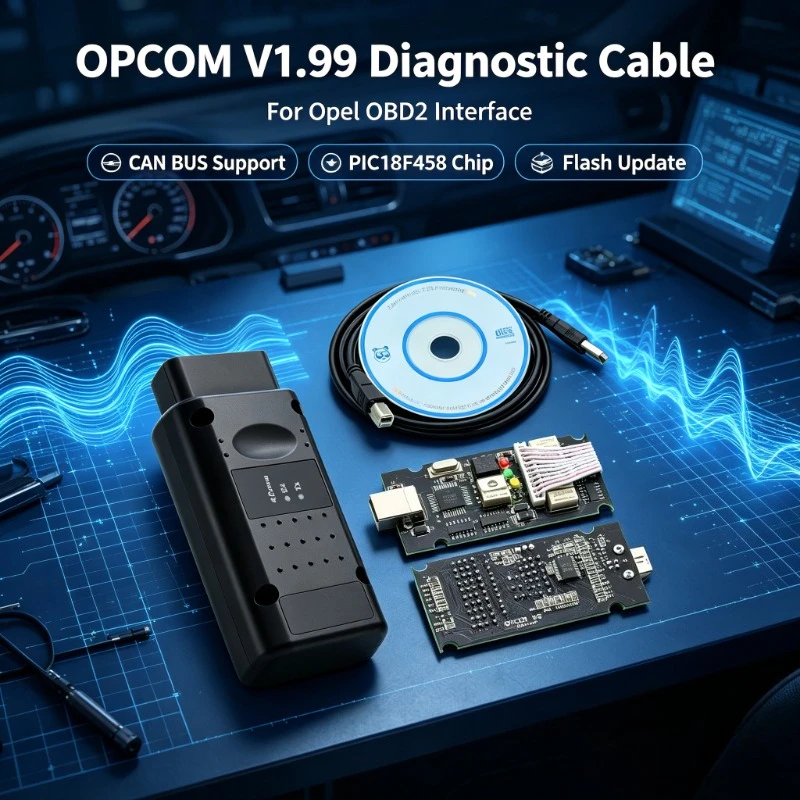 Workshop Vehicle Flash Update Tool, OPCOM V1.99 V5 OBD2 Cable, OP COM 1.70 Firmware with PIC18F458 for Opel CAN BUS Detection