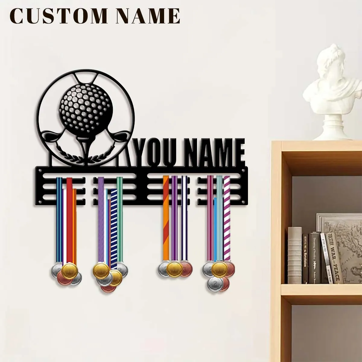 Custom Golf Ball Metal Medal Display Rack, Valentines Gift, For Room Decor, Suitable for Basketball, Football Exercise view 3