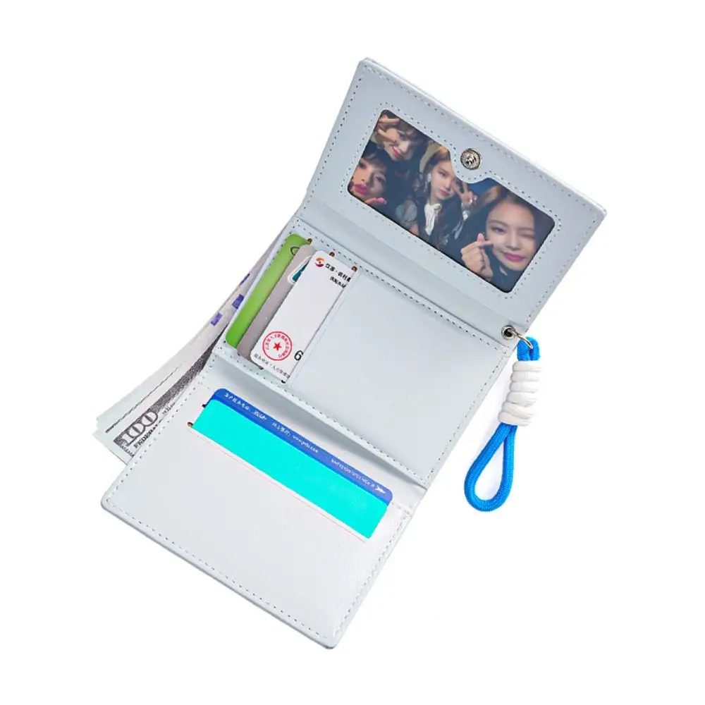 Uroczy, składany portfel z sznurkiem, wykonany ze skóry PU, etui na karty, duża pojemność, lekki portfelik na monety.