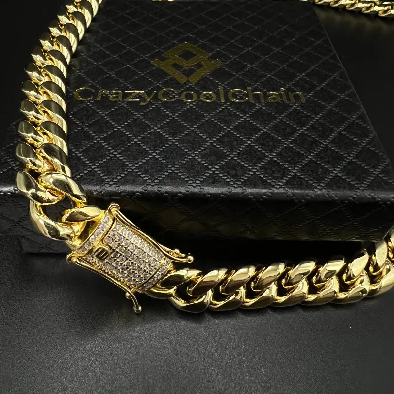 12mm 18K Gold 5-Layer Plated Premium Durable Cuban Chain