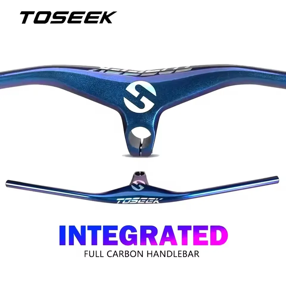 

TOSEEK Bike Handlebar MTB Bicycle Integrated Handlebar Stem -17 Degrees T800 Carbon Fiber Handlebars One-Piece Handle Bar