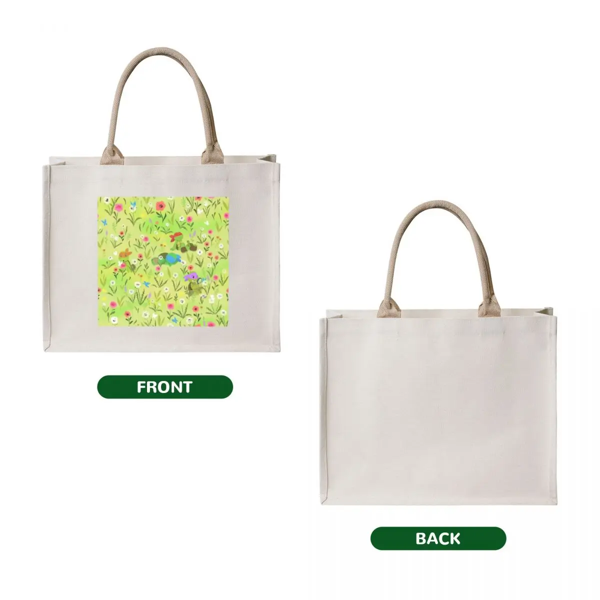 Flowers and Turtles Tote Bag bags for women tote bag canvas Portable shopping bag Handbags