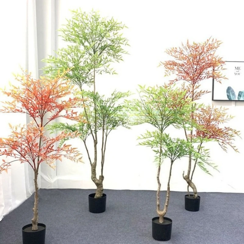 

Simulation plant Nandina domestica potted bionic green plant bonsai fake tree living room home decoration