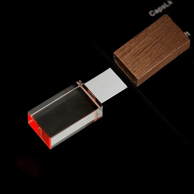 Clé USB créative avec lumière LED rouge, capacité réelle de 128 go, 64 go, 32 go, cadeau de mariage, gravure Laser 3D gratuite