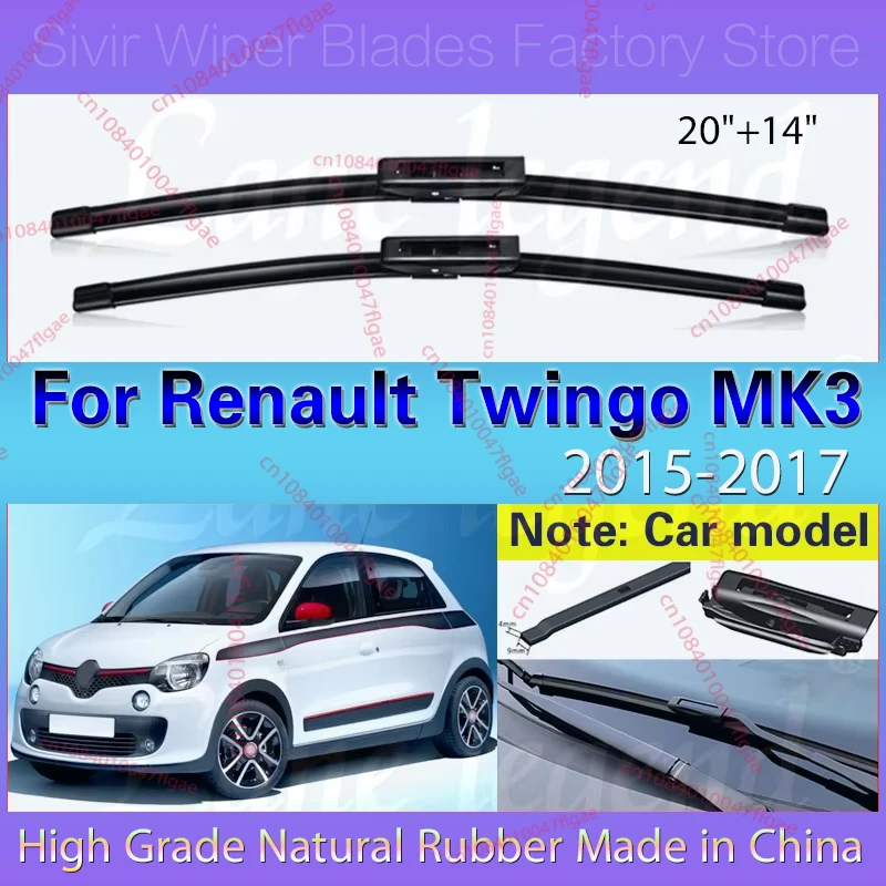 

Car Wiper Blade Front Window Windshield Rubber Refill Wiper For Renault Twingo MK3 2015 2016 2017 LHD 20"+14" Car Accessories