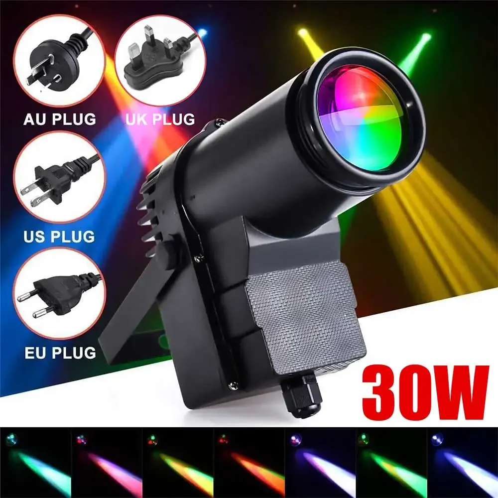 30W Mini RGBW LED Pinspot Light Stage Light DMX512 Colorfull Disco Beam For DJ Party KTV Mirror Ball Pin Spot Lights Spotlights