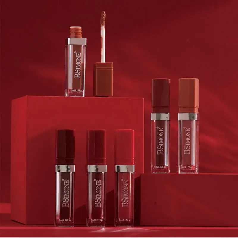 1Pc BSIMONE 매트 립 글로스 리퀴드 립스틱- 오래 지속되는 방수 기능이 있는 립 스테인, 성인 연령대, 레드 톤으로 쉽게 착색 가능